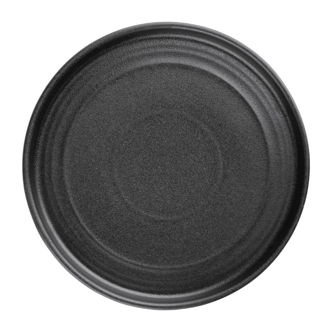 Olympia Cavolo Textured Black Flat Round Plate - 180mm (Box 6) FD908 - Whisk Hospitality - FD908