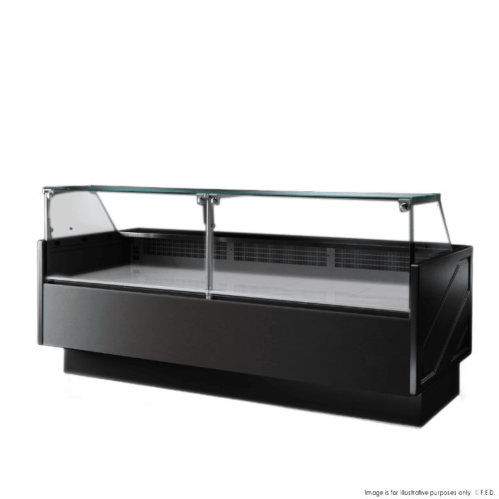 Tecnodom Serie MR9.5 Black 2480mm Wide Deli Display with Storage and Castors TDMR - 0925B - Whisk Hospitality - TDMR-0925B