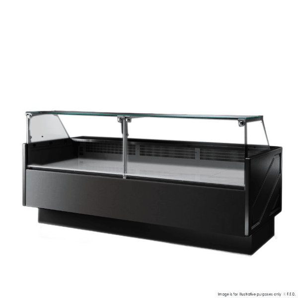 Tecnodom Serie MR9.5 Black 2480mm Wide Deli Display with Storage and Castors TDMR - 0925B - Whisk Hospitality - TDMR-0925B