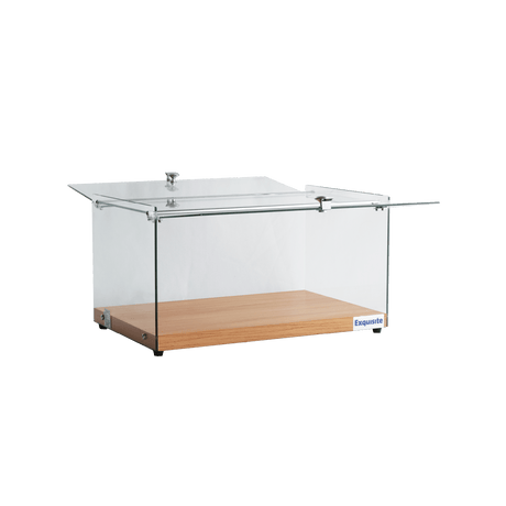 Exquisite One Tier Flat Glass Ambient Cake Display - Woodgrain Black - CD35-B - Whisk Hospitality - CD35-B