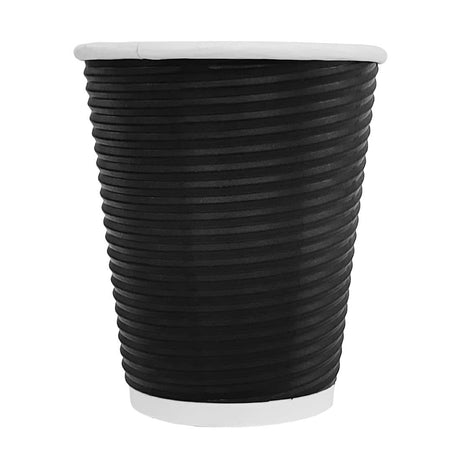 Fiesta Recyclable Hot Cup Ripple Wall Black - 340ml (Box 500) CM544 - Whisk Hospitality - CM544