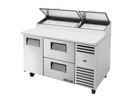 True Refrigeration Pizza Prep Table 8x 1/3 Top Pans 2 Drawers + 1 Solid Swing Door - TPP - AT - 60D - 2 - HC - Whisk Hospitality - TPP-AT-60D-2-HC
