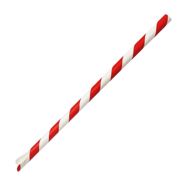 Fiesta Compostable Paper Spoon Straw Red & White Stripe - 210x8mm (Pack 250) HU366 - Whisk Hospitality - HU366