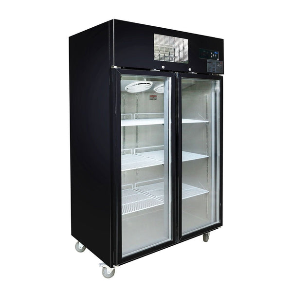 Thermaster Double Glass Door Black Stainless Steel Upright Freezer - SUFG1000B - Whisk Hospitality - SUFG1000B