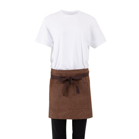 Southside Waist Apron Denim Tan (Brown Ties) - 700x430mm BA121 - Whisk Hospitality - BA121