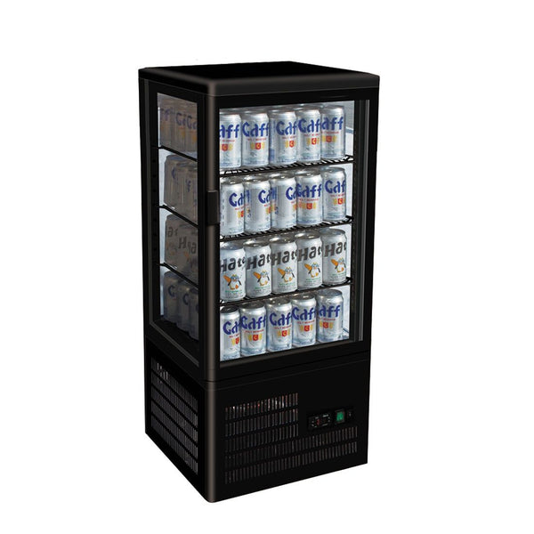 Thermaster Four Sided Countertop Beverage Display Fridge Black TCBD68B - Whisk Hospitality - TCBD68B