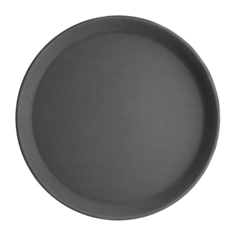 Olympia Kristallon Round Tray Black Anti - Slip Plastic - 356mm C557 - Whisk Hospitality - C557