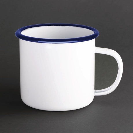 Olympia Enamel White/Blue Large Soup Mug - 670ml 23.5oz (Box 6) DC398 - Whisk Hospitality - DC398