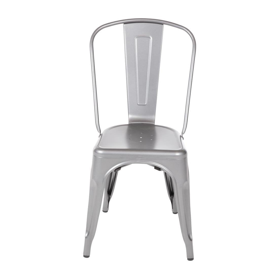 Bolero Gun Metal Grey Steel Bistro Side Chair (Pack 4) GL329 - Whisk Hospitality - GL329