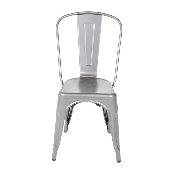 Bolero Gun Metal Grey Steel Bistro Side Chair (Pack 4) GL329 - Whisk Hospitality - GL329