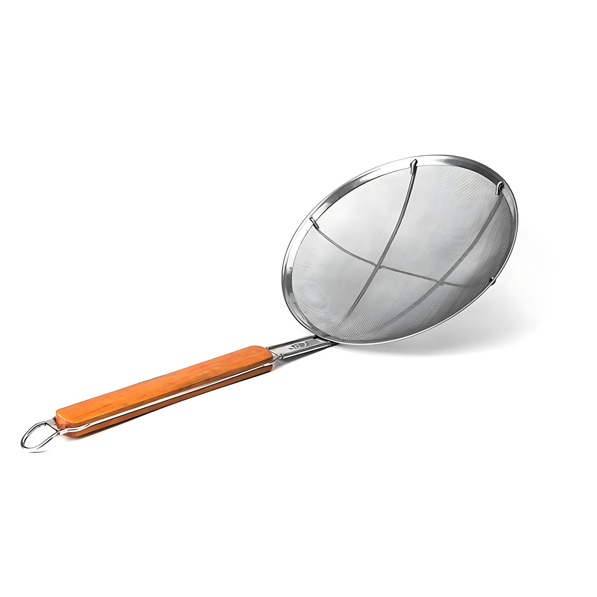 Skimmer - S/S - Fine Mesh - Wide Rim - Wooden Handle - 255mm - 10" - Whisk Hospitality - 44882