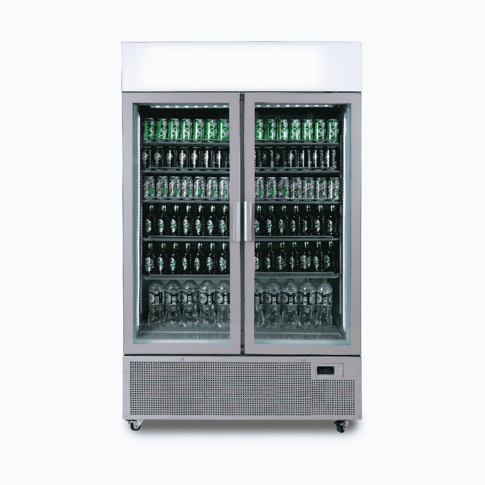 Bromic Upright Display Fridge - 1082L - 2 Door - Flat Glass - Lightbox - Silver - Whisk Hospitality - GM1100LS-NR