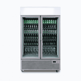 Bromic Upright Display Fridge - 1082L - 2 Door - Flat Glass - Lightbox - Silver - Whisk Hospitality - GM1100LS-NR