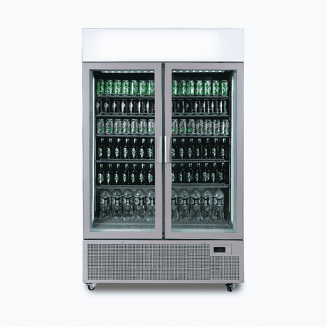 Bromic Upright Display Fridge - 1082L - 2 Door - Flat Glass - Lightbox - Silver - Whisk Hospitality - GM1100LS-NR