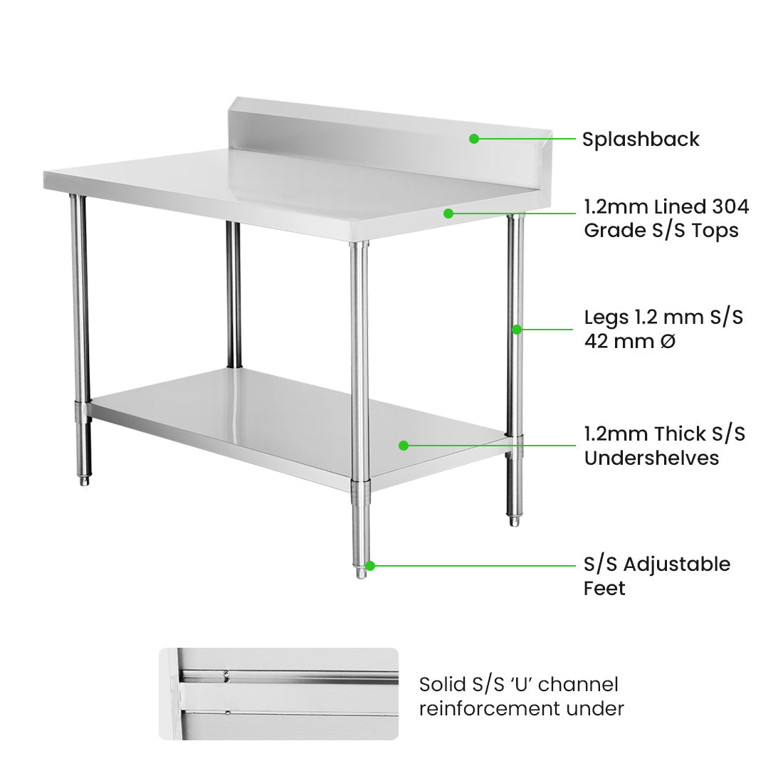 WBB7 - 1000/A Workbench with Splashback - Whisk Hospitality - WBB7-1000/A