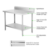 WBB7 - 1000/A Workbench with Splashback - Whisk Hospitality - WBB7-1000/A