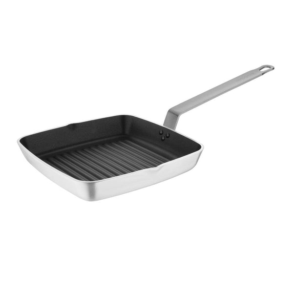 Vogue Non Stick Square Ribbed Skillet Pan Teflon Platinum Plus - 240mm 9 1/2" DL942 - Whisk Hospitality - DL942
