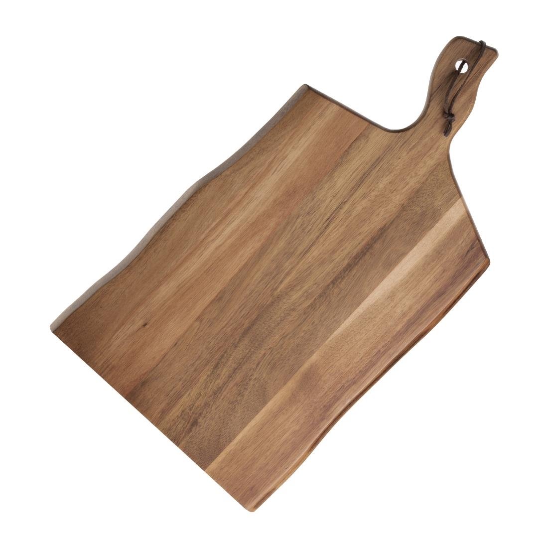 Olympia Acacia Wavy Edge Paddle Board Large 355x250x15mm - 85mm handle GM264 - Whisk Hospitality - GM264