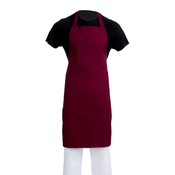 Whites Bib Apron Polycotton Burgundy A557 - Whisk Hospitality - A557