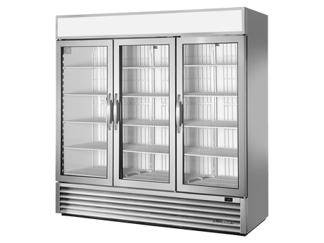 True Refrigeration Upright Retail Merchandiser Freezer 3 Full Glass Swing Doors - GDM - 72F - HC - FGD01 - Whisk Hospitality - GDM-72F-HC-FGD01
