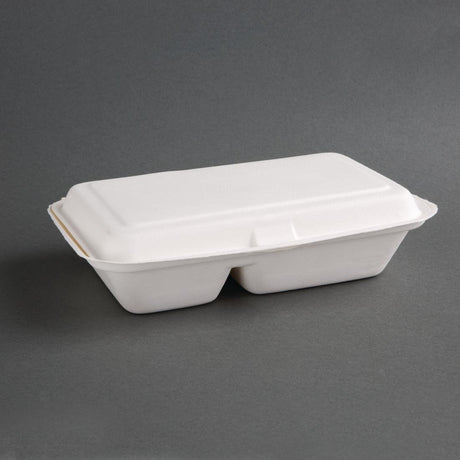 Fiesta Compostable Bagasse Food Container 165 x 253mm 2 Compartment (Pack 200) FC524 - Whisk Hospitality - FC524