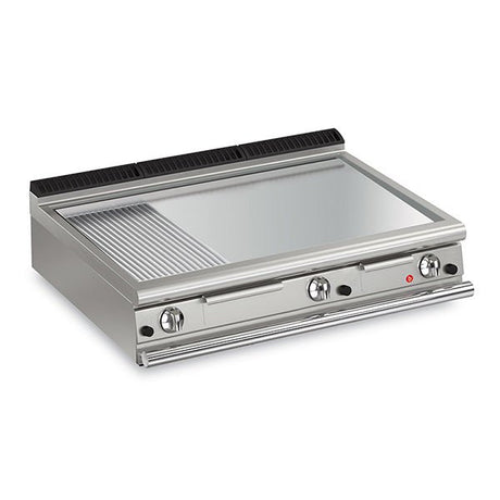 BARON 3 Burner Gas Fry Top With 2/3 Smooth 1/3 Ribbed Chrome Plate And Thermostatic Control - Whisk Hospitality - Q90FTT/G1225