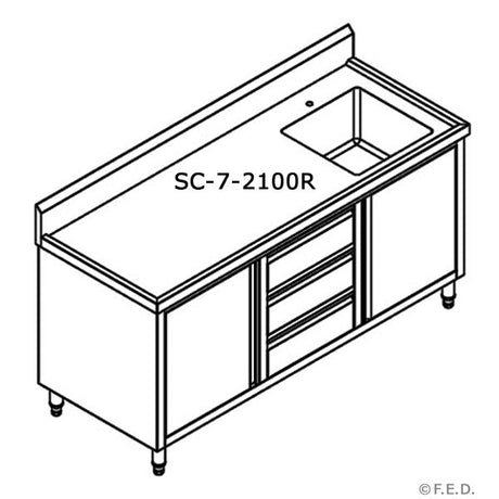 SC - 7 - 2100R - H CABINET WITH RIGHT SINK - Whisk Hospitality - SC-7-2100R-H