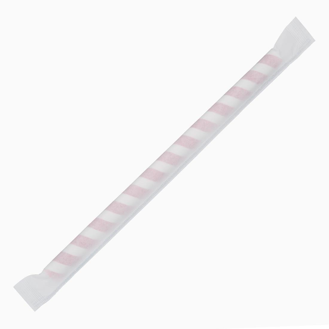 Fiesta Compostable Wrapped Smoothie Paper Straw Red Stripe210mm(Pack 250) FP443 - Whisk Hospitality - FP443