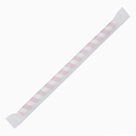Fiesta Compostable Wrapped Smoothie Paper Straw Red Stripe210mm(Pack 250) FP443 - Whisk Hospitality - FP443