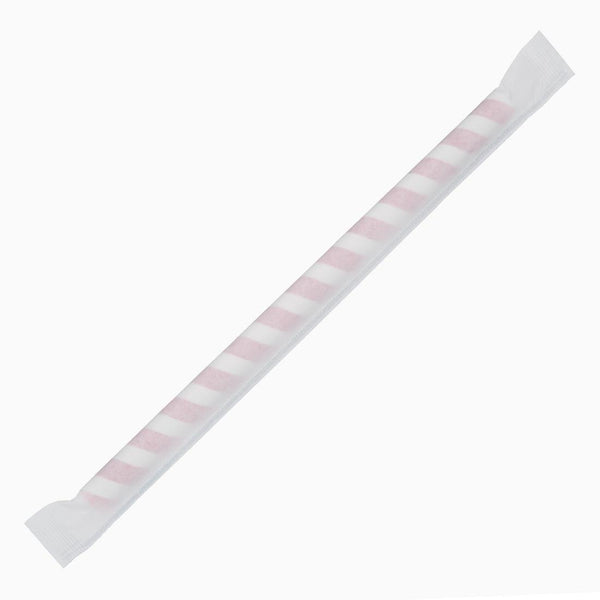 Fiesta Compostable Wrapped Smoothie Paper Straw Red Stripe210mm(Pack 250) FP443 - Whisk Hospitality - FP443