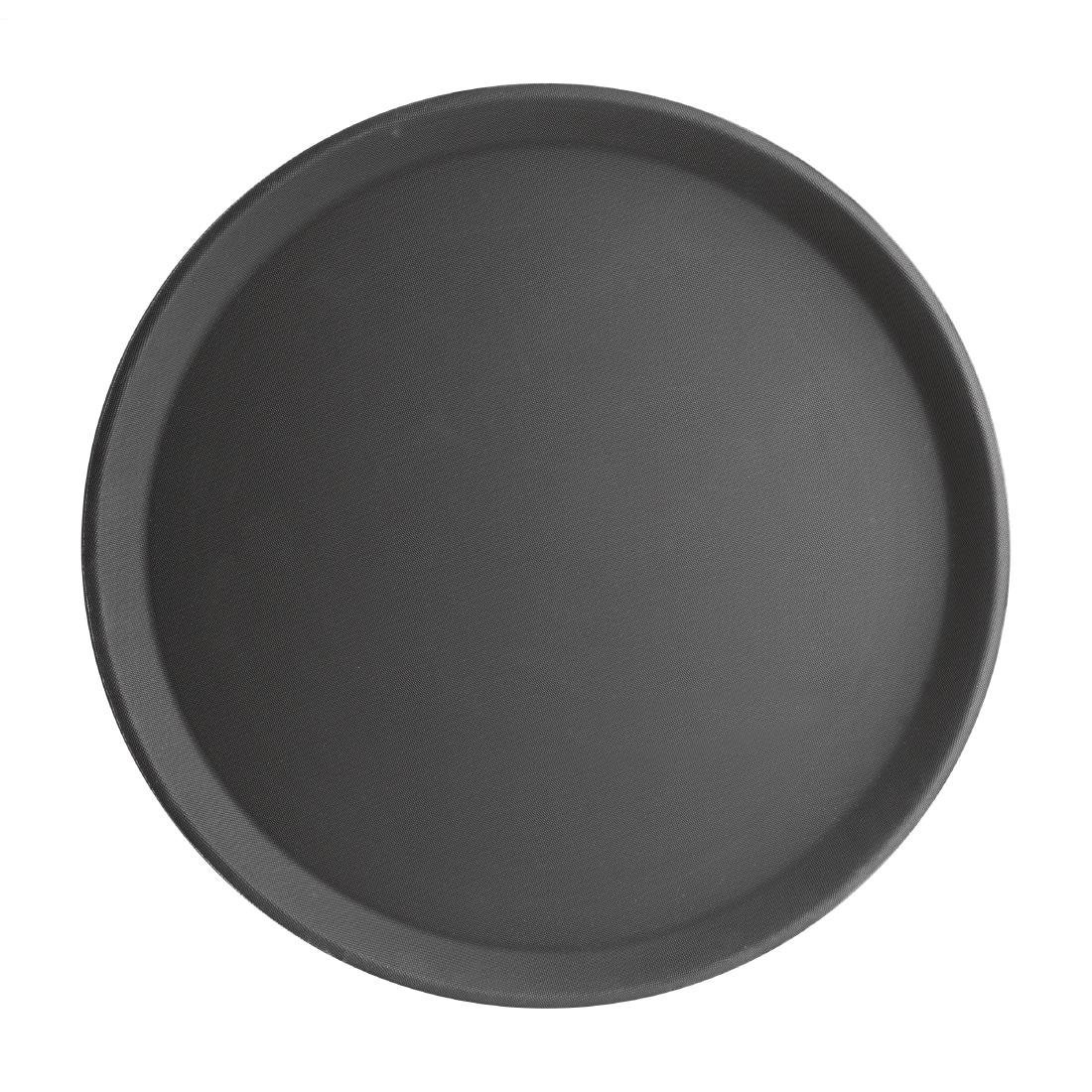 Olympia Kristallon Round Tray Anti - Slip Fibreglass Black - 406mm J847 - Whisk Hospitality - J847