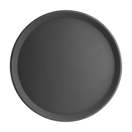 Olympia Kristallon Round Tray Anti - Slip Fibreglass Black - 406mm J847 - Whisk Hospitality - J847