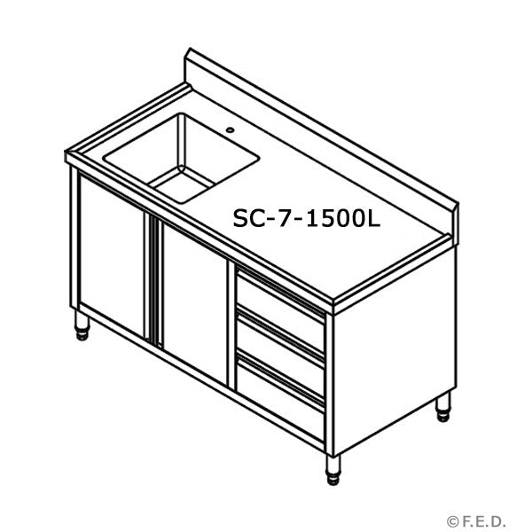 SC - 7 - 1500L - H CABINET WITH LEFT SINK - Whisk Hospitality - SC-7-1500L-H