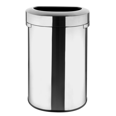 Bolero D Shape Brushed Steel Bin with Open lid - 86Ltr HT463 - Whisk Hospitality - HT463