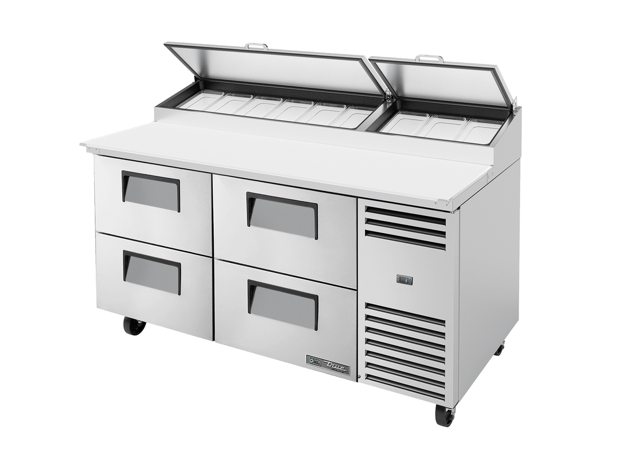 True Refrigeration Pizza Prep Table 9x 1/3 Top Pans 4 Drawers - TPP - AT - 67D - 4 - HC - Whisk Hospitality - TPP-AT-67D-4-HC
