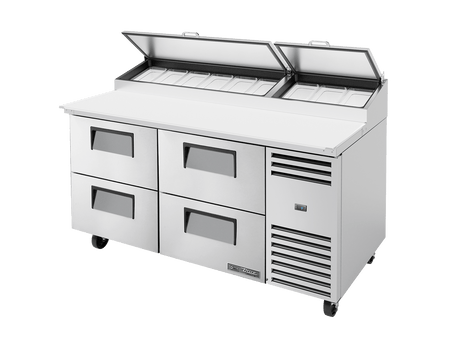 True Refrigeration Pizza Prep Table 9x 1/3 Top Pans 4 Drawers - TPP - AT - 67D - 4 - HC - Whisk Hospitality - TPP-AT-67D-4-HC