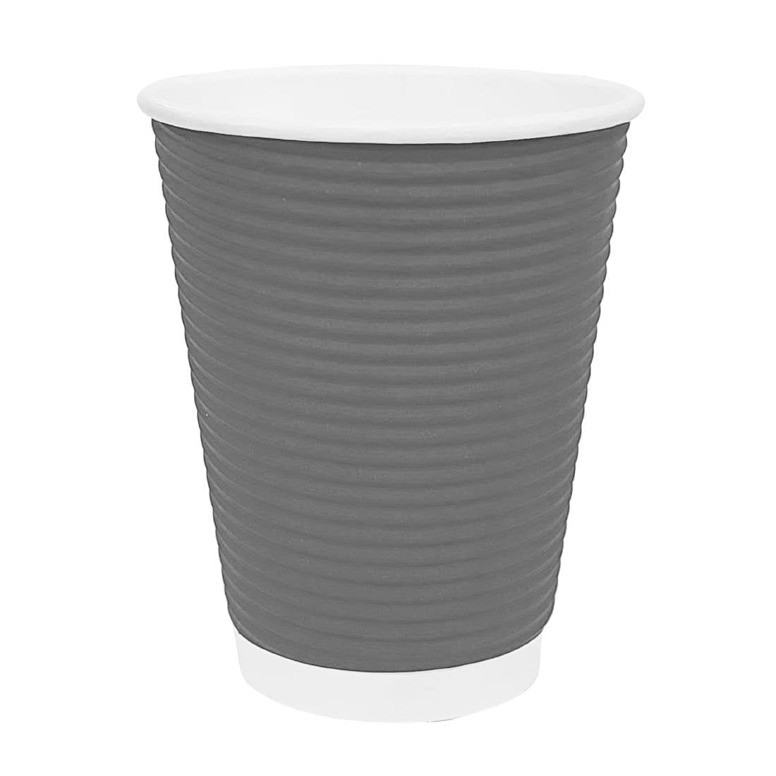 Fiesta Recyclable Hot Cup Ripple Wall Charcoal 340ml (Sleeve 25) GP431 - Whisk Hospitality - GP431