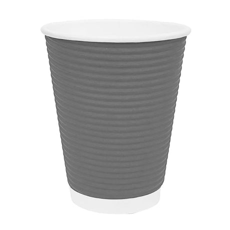 Fiesta Recyclable Hot Cup Ripple Wall Charcoal 340ml (Sleeve 25) GP431 - Whisk Hospitality - GP431
