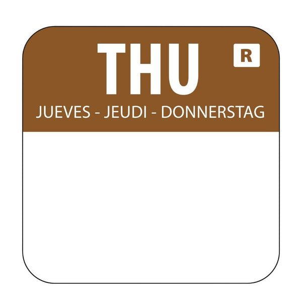 Hygiplas Day of the Week Removable Label Thursday 1'' (Roll 1000) L934 - Whisk Hospitality - L934