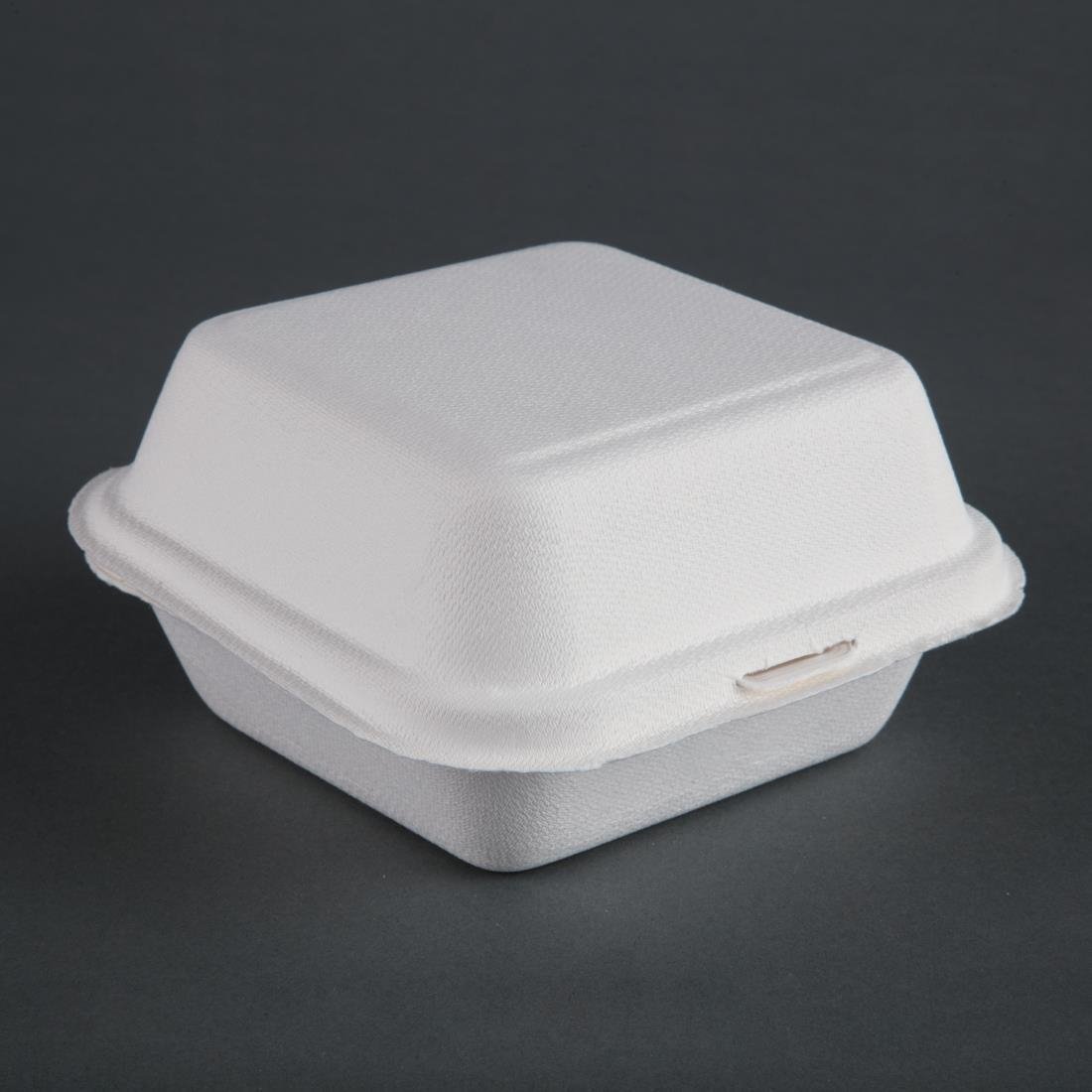 Fiesta Compostable Bagasse Burger Box - 84x153x150mm (Pack 500) DW247 - Whisk Hospitality - DW247