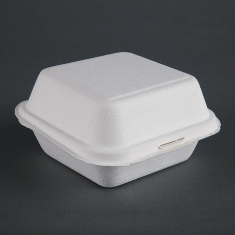 Fiesta Compostable Bagasse Burger Box - 84x153x150mm (Pack 500) DW247 - Whisk Hospitality - DW247