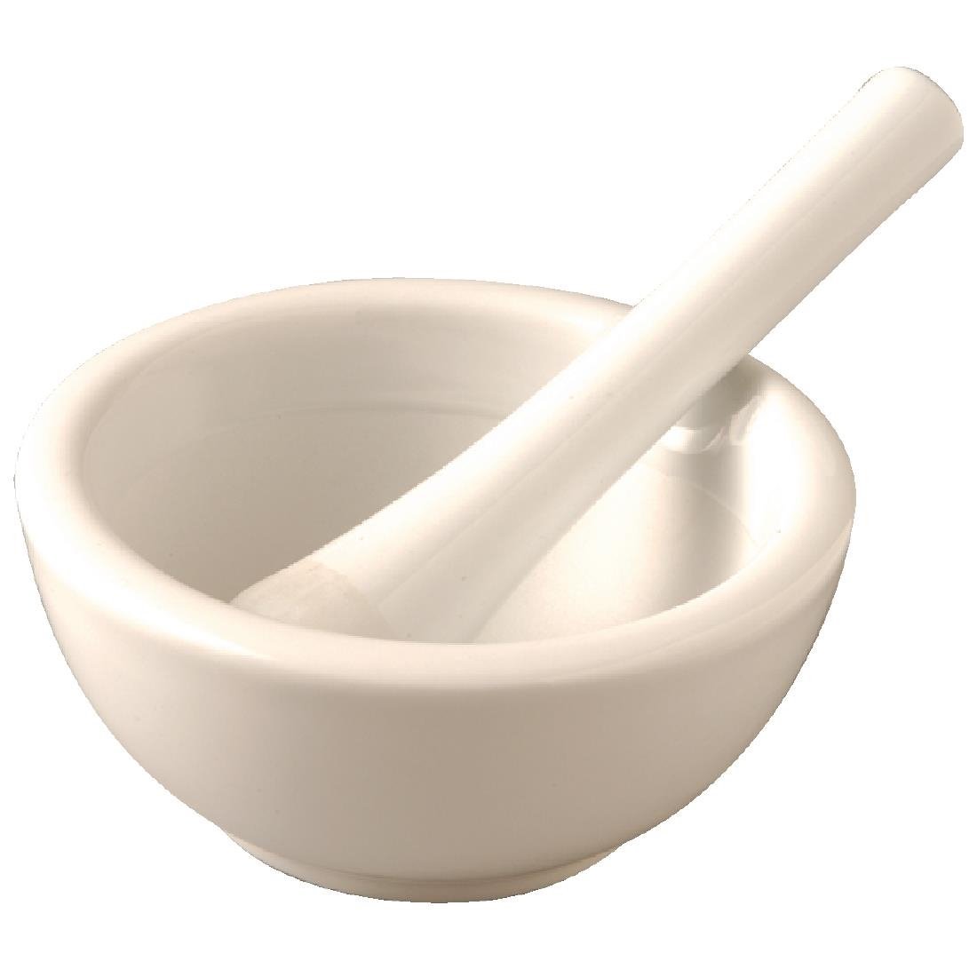 Vogue Porcelain Pestle & Mortar - 115mm 4 1/2" J923 - Whisk Hospitality - J923