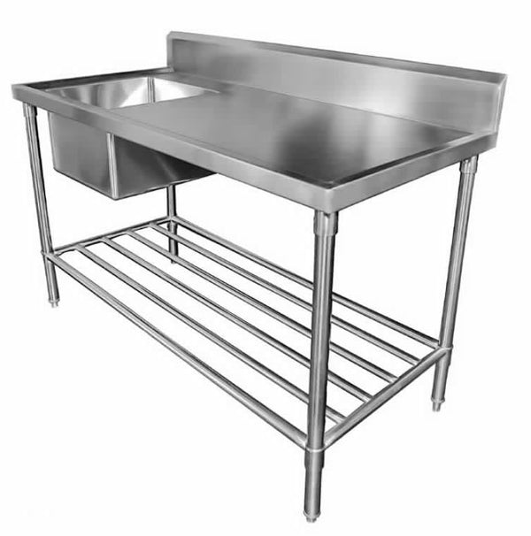 SINK BENCH WITH SPLASHBACK W1800 X D600 X H900 SS1618L - Whisk Hospitality - SS1618L