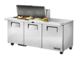 True Refrigeration Prep Table, 18x 1/6 Top Pans, 3 Solid Swing Doors - TSSU - 72 - 18M - B - HC - Whisk Hospitality - TSSU-72-18M-B-HC
