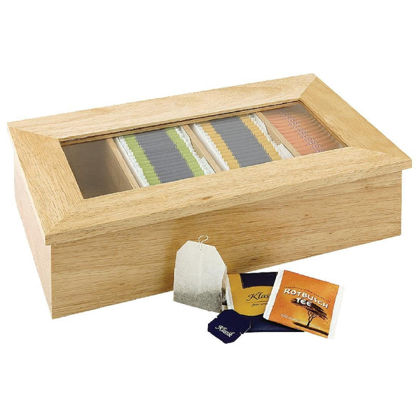 Olympia Tea Box with Lid 4 Compartment - 90x335x200mm 3.5x13x7.75" CB808 - Whisk Hospitality - CB808