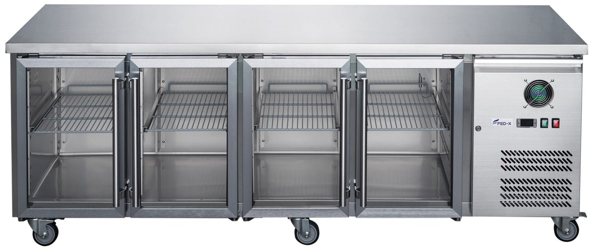 FED - X Four Glass Door Bench Fridge - XUB7C22G4V - Whisk Hospitality - XUB7C22G4V