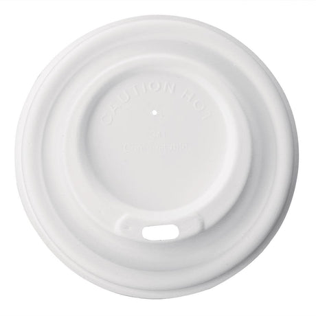 Fiesta Compostable Bagasse Hot Cup Lid - 90mm for 340ml Cup (Pack 1000) FS061 - Whisk Hospitality - FS061