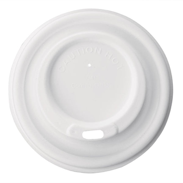 Fiesta Compostable Bagasse Hot Cup Lid - 90mm for 340ml Cup (Pack 1000) FS061 - Whisk Hospitality - FS061