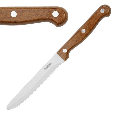 Olympia Rounded Steak Knife PP Wood Effect Handle (Box 12) HZ972 - Whisk Hospitality - HZ972