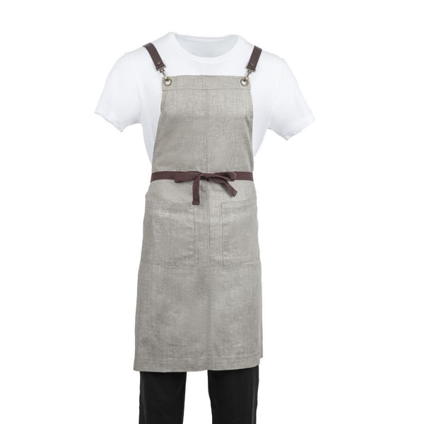 Southside Linen Blend Bib Apron Grey BB693 - Whisk Hospitality - BB693